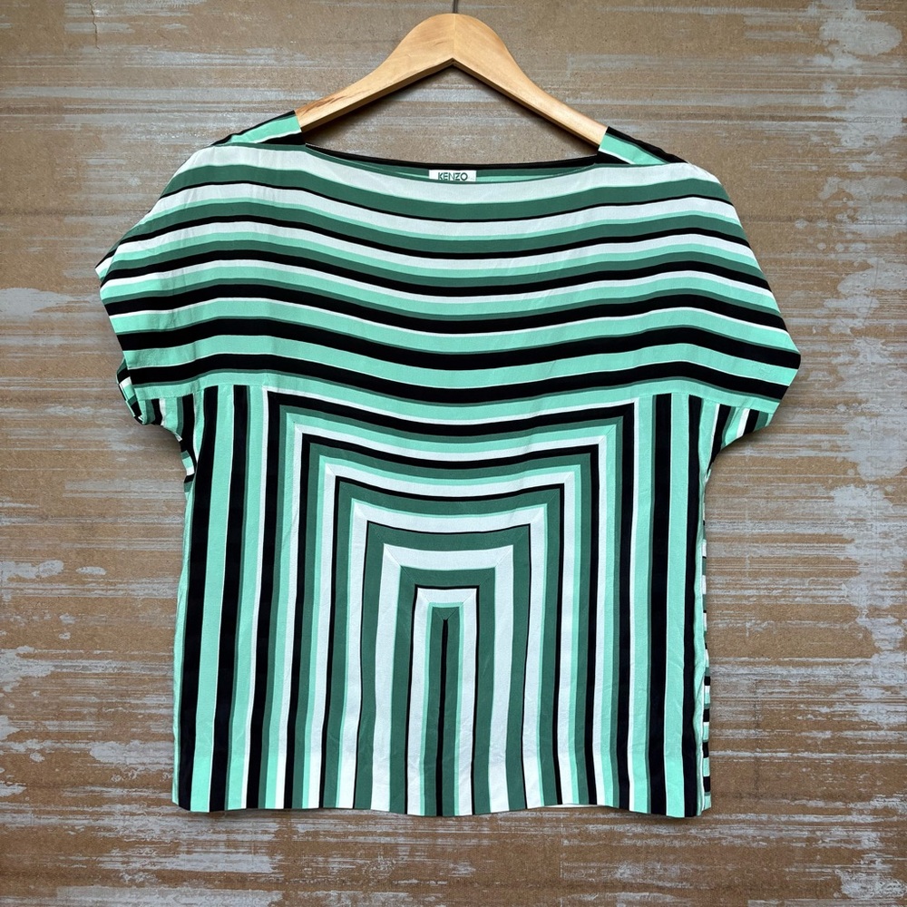 Kenzo Green and Black Striped Blouse